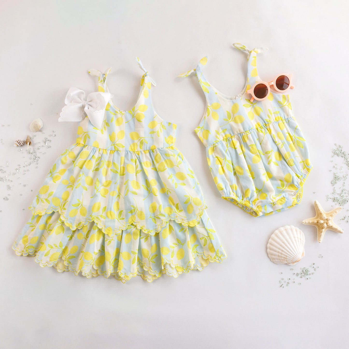 Finley Dress (Lemons Blue)