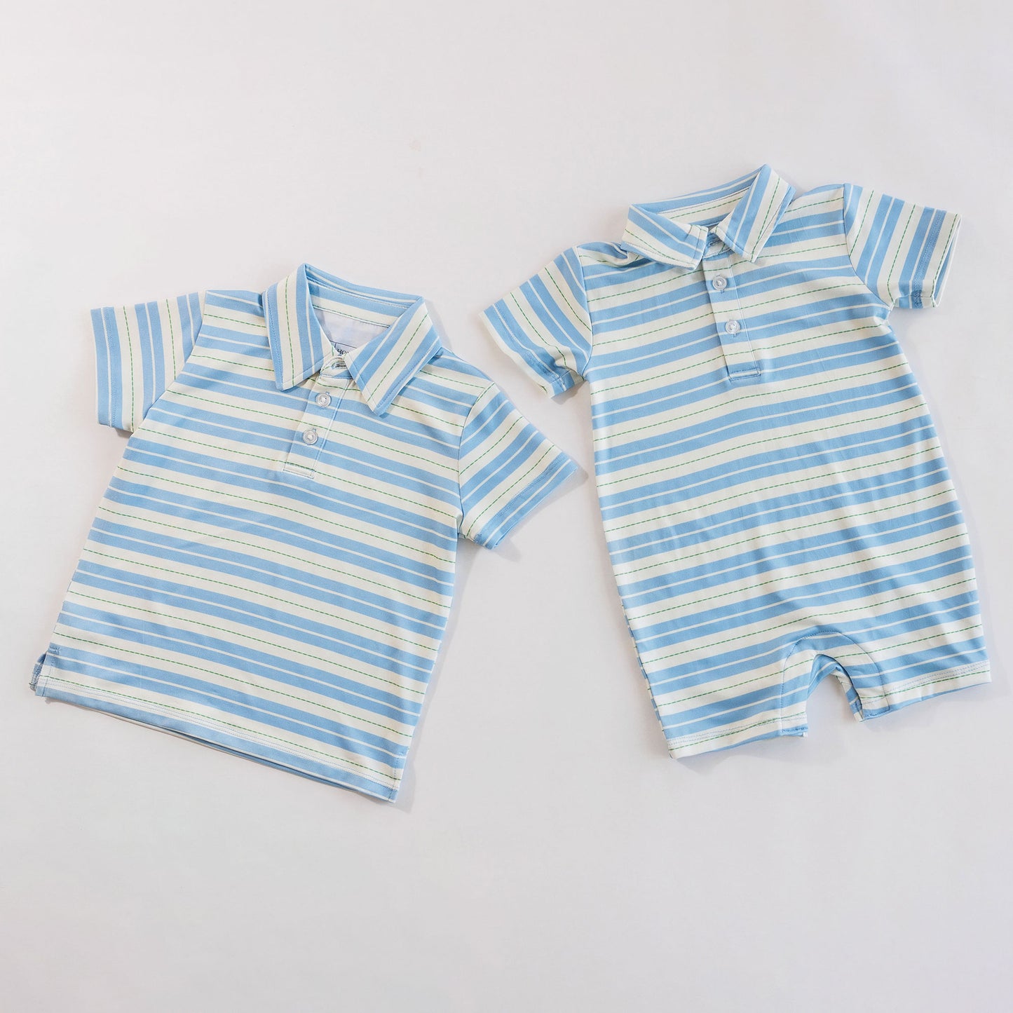 Kyle Polo (Blue & Green Ticking Stripe)