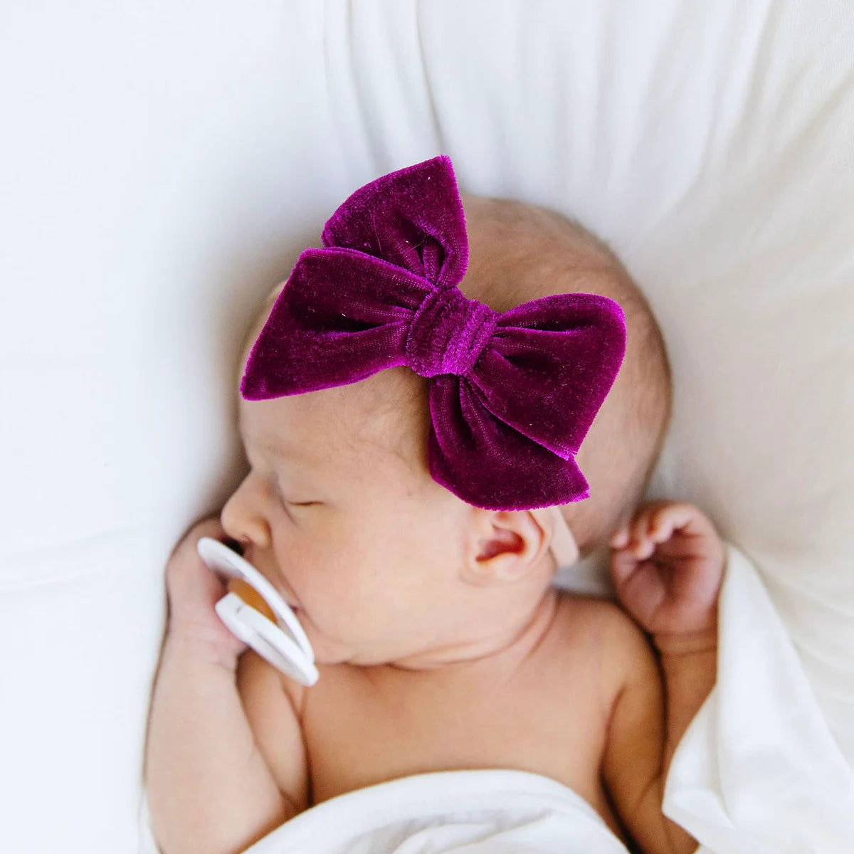 Velvet Bow Headband (Magenta)