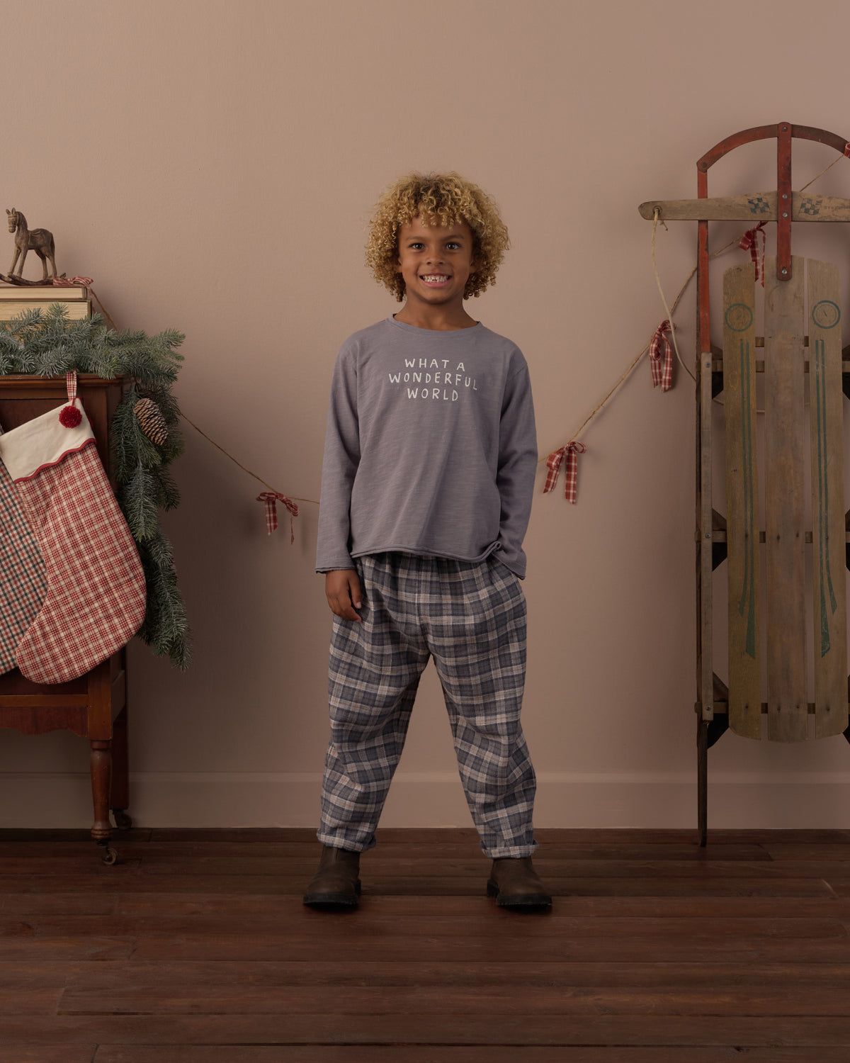 RAW EDGE LONG SLEEVE TEE (WONDERFUL WORLD)