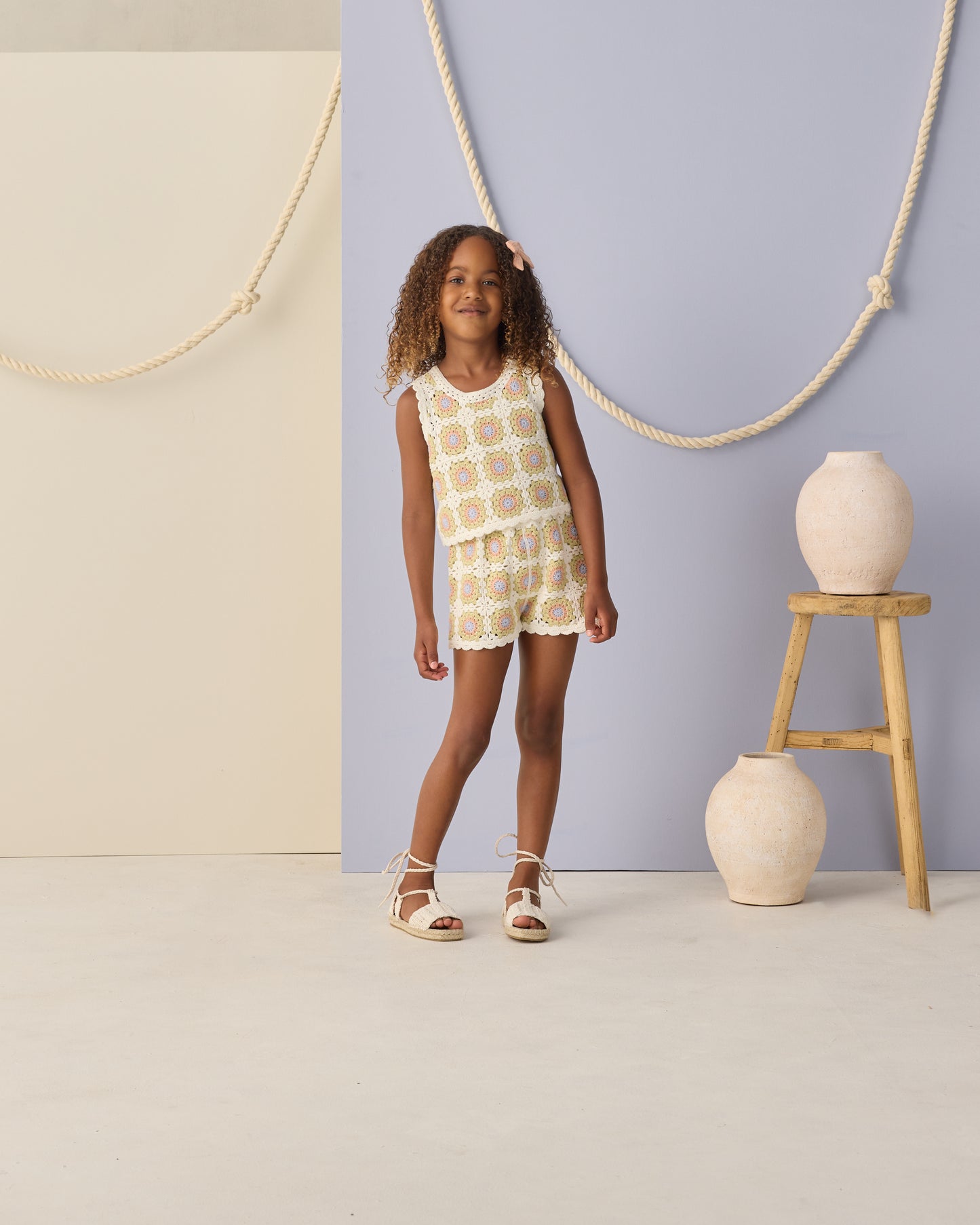 CROCHET TANK SET CITRON DAISY CHECK