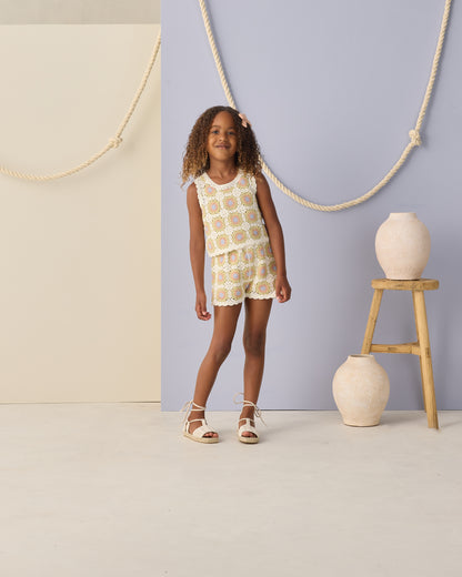 CROCHET TANK SET CITRON DAISY CHECK