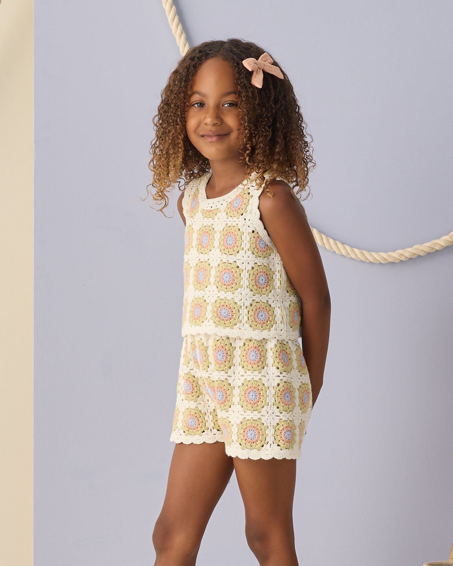 CROCHET TANK SET CITRON DAISY CHECK