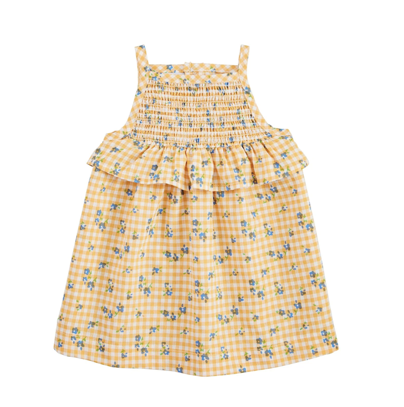 Yellow Gingham Smocked Dress
