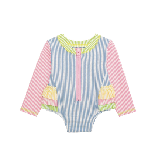 Ruffle Seersucker One-Piece Rash Guard