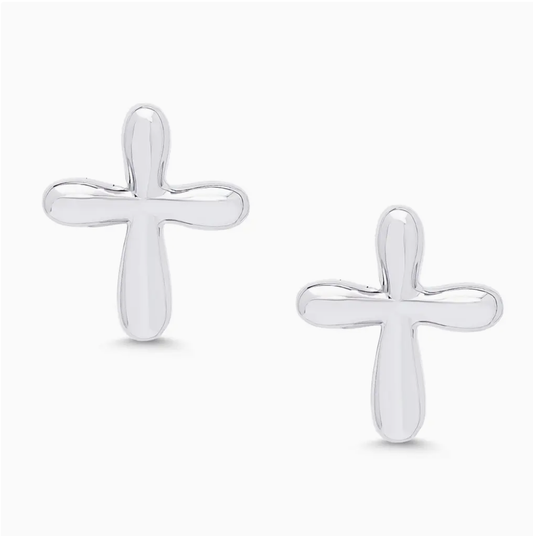 Cross Stud Earrings in Sterling Silver