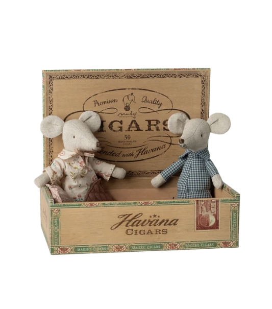 Grandma and Grandpa Mice in Cigarbox