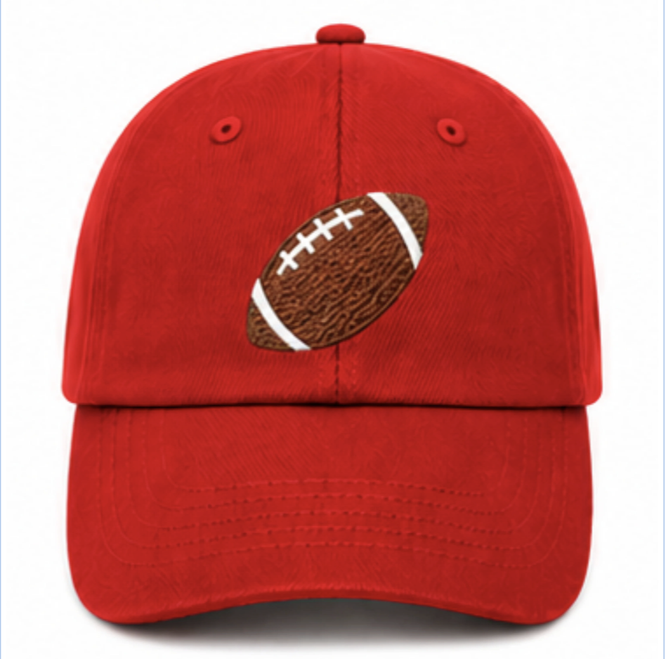 Red Football Baseball Hat