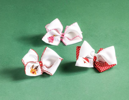 Christmas Embroidered Bows *FINAL SALE*