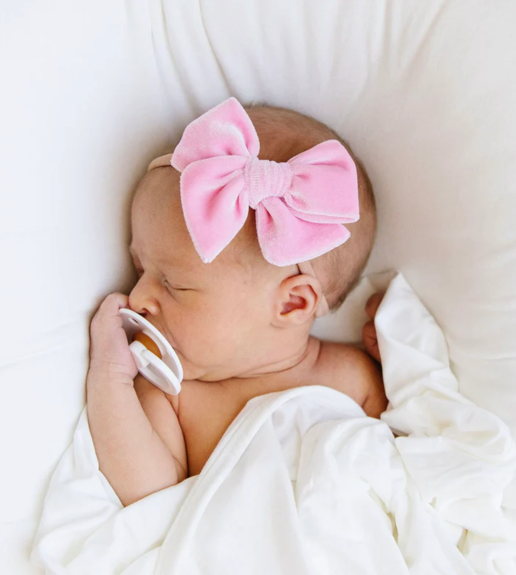 Velvet Bow Headband - Bubblegum