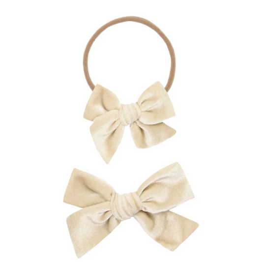 Velvet Bow Headband (Latte)
