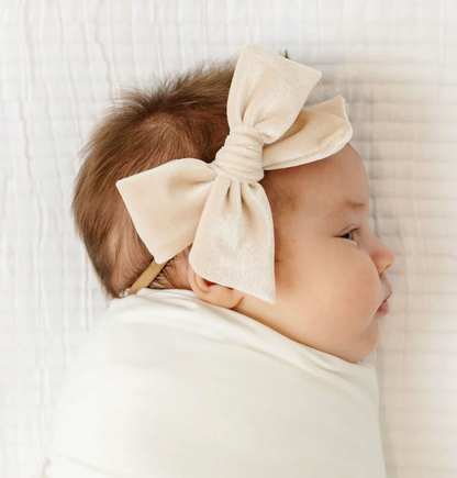 Velvet Bow Headband (Latte)