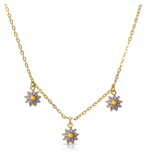 Flowers Dangle Necklace (Purple)
