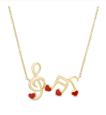 Musical Notes Necklace (Red)