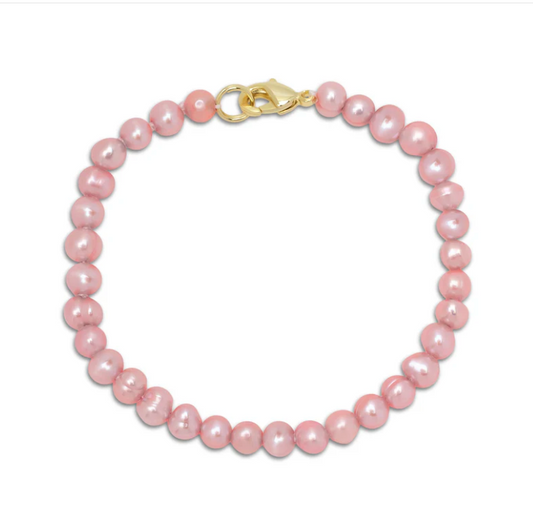 Pink Freshwater Pearl Baby Bracelet (5.5")