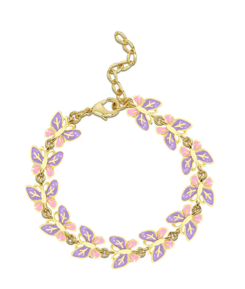 Butterfly Link Bracelet (Pink/Purple)