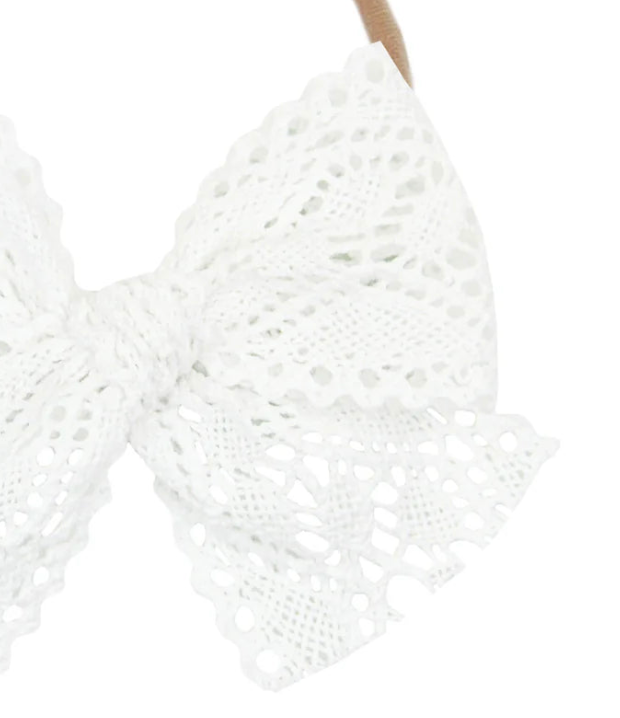 Lace Bow - White Crochet Headband