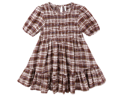 India Dress (Burgundy Plaid)