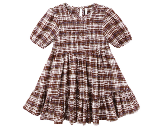 India Dress (Burgundy Plaid)