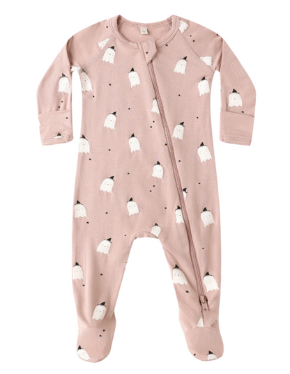Bamboo Footie (Pink Ghosts) *FINAL SALE*