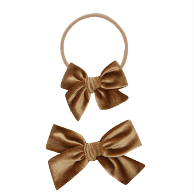 Velvet Bow Headband (Cinnamon)