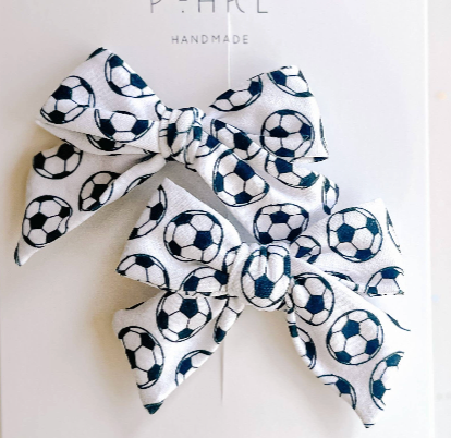 Soccer Small Pinwheel Pigtail Bows