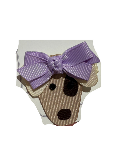 Dog w/ Purple  Hair Bow Sculpture