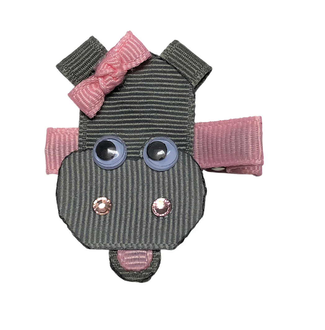 Hippo w/ Pink Hair Bow Sculpture