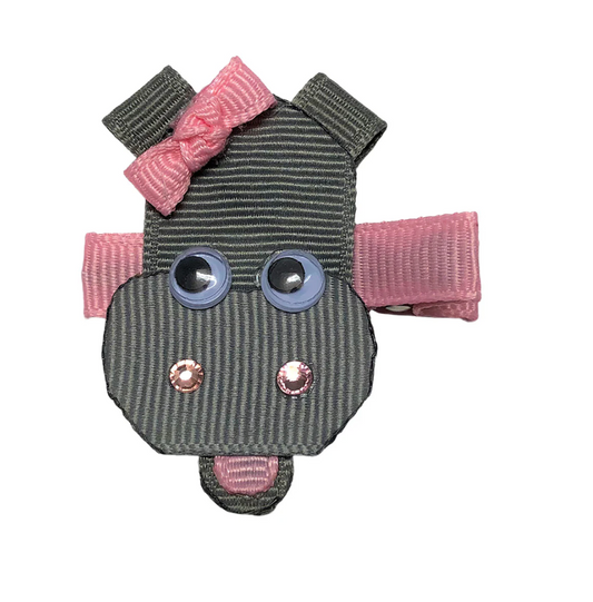 Hippo w/ Pink Hair Bow Sculpture