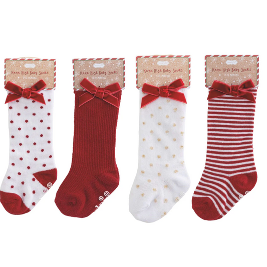 Tall Christmas Bow Socks
