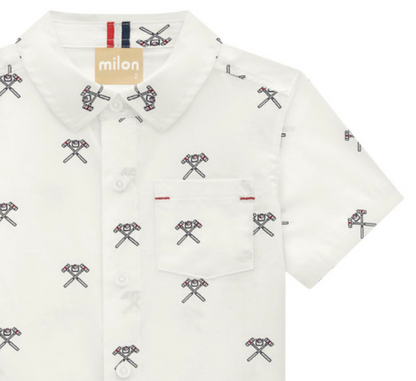 Croquet Club Button-Up & Navy Short Set