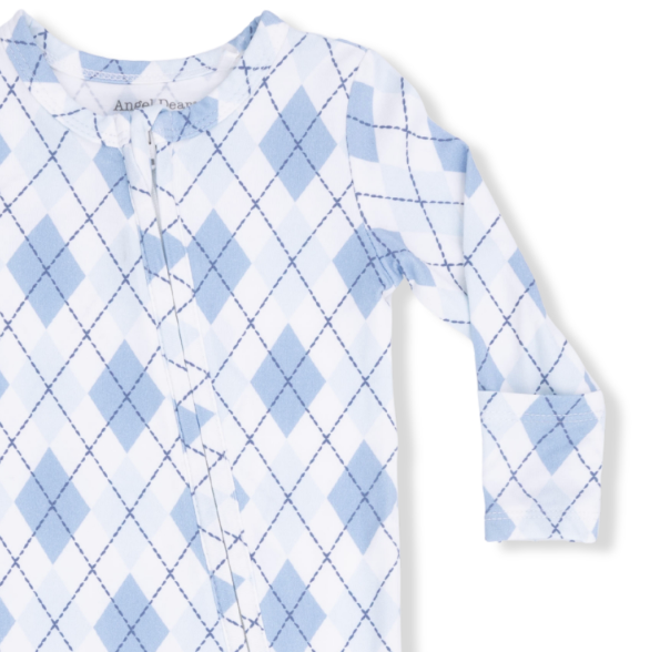 Blue Argyle 2 Way Zipper Footie