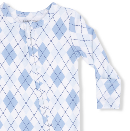 Blue Argyle 2 Way Zipper Footie