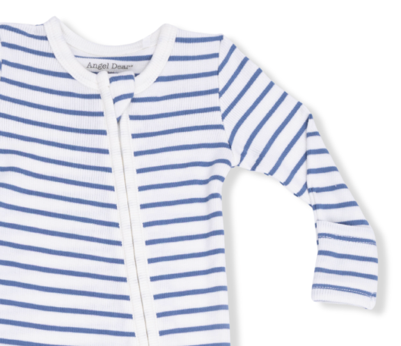 Navy Stripe 2 Way Zipper Footie