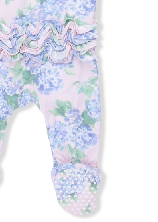 Hydrangeas 2 Way Ruffle Back Zipper Footie