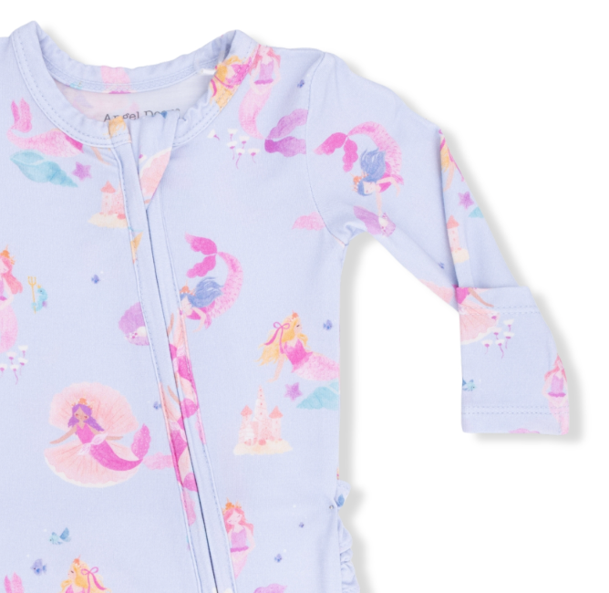 Mermaid Princesses 2 Way Ruffle Back Zipper Footie