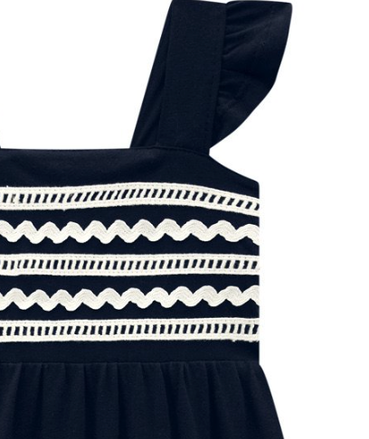 Navy Ribbon Flutter Dress