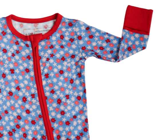 Zipper Romper (Blue Ditsy Floral)