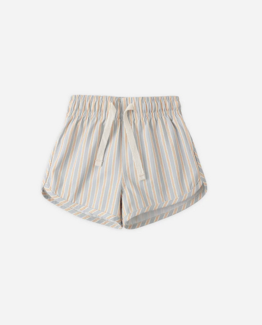 BOYS SWIM SHORT BLUE + BUTTERSCOTCH STRIPE