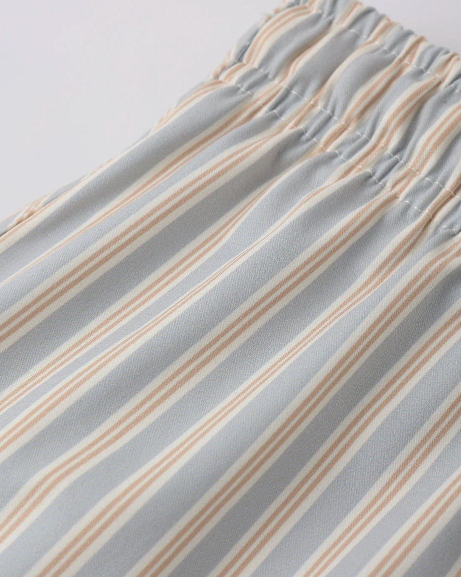 BOYS SWIM SHORT BLUE + BUTTERSCOTCH STRIPE