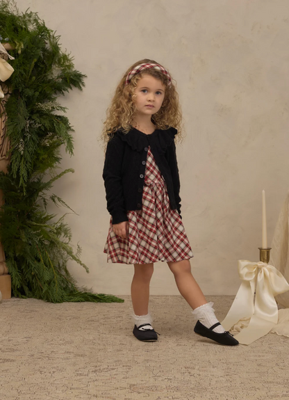 RUFFLE CARDIGAN SWEATER (BLACK)