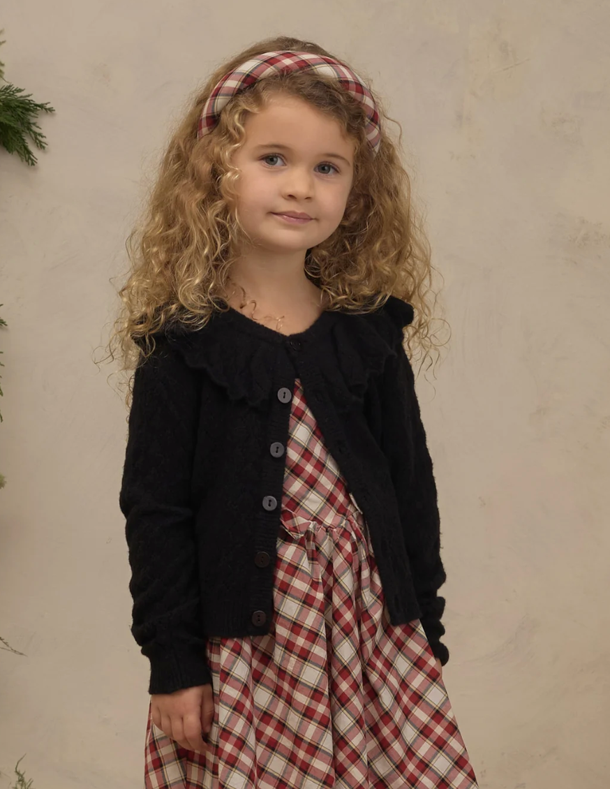 RUFFLE CARDIGAN SWEATER (BLACK)