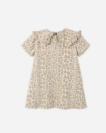 COLLARED DENIM MINI DRESS (LEOPARD)
