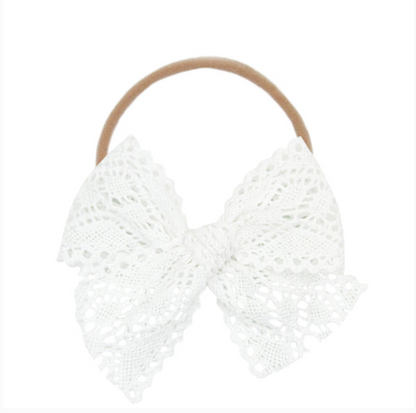 Lace Crochet Bow Nylon Headband