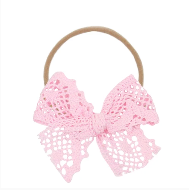 Lace Crochet Bow Nylon Headband