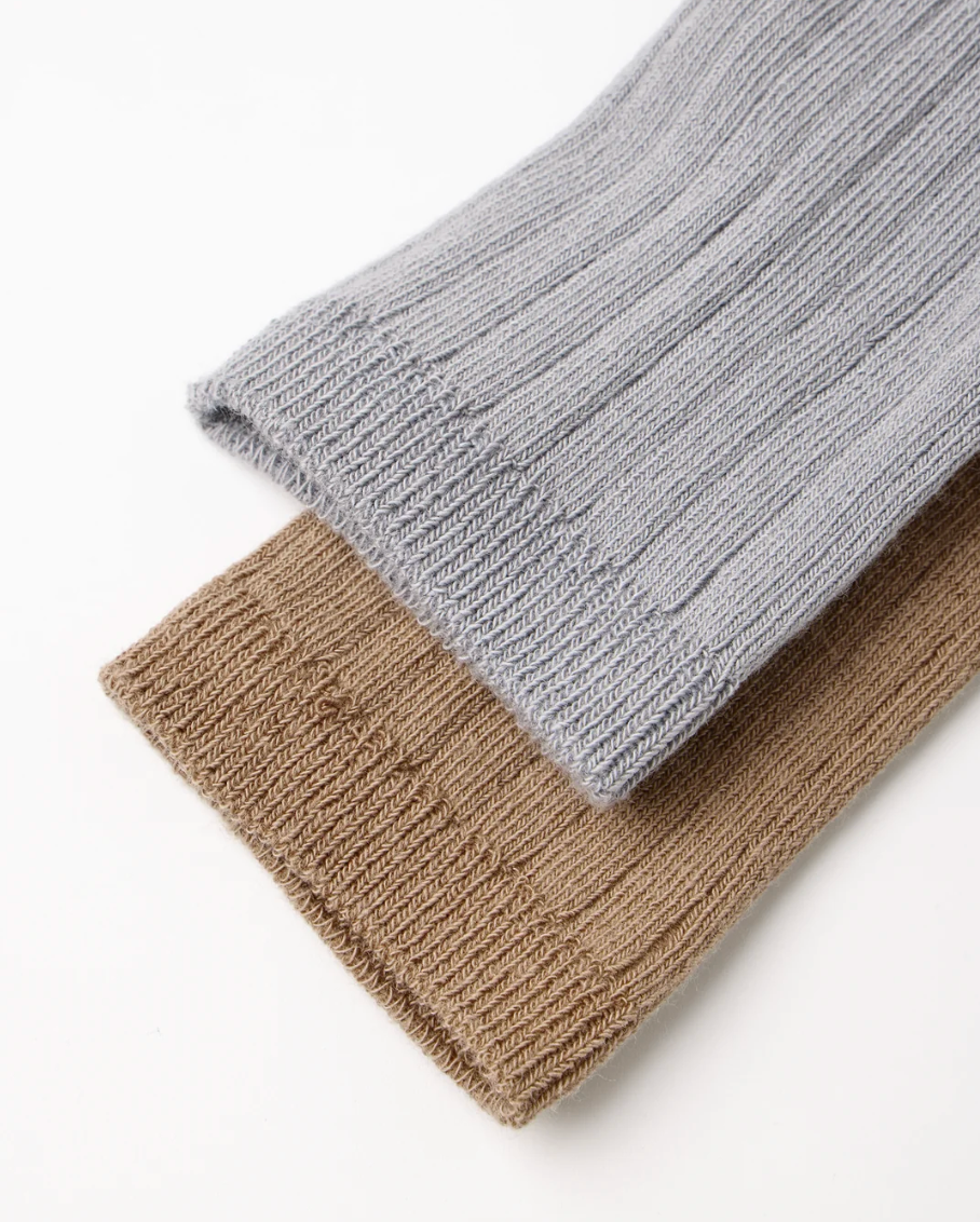 RIBBED SOCKS, 2-PACK (CLAY, DUSTY BLUE)