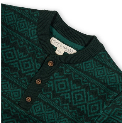 ORGANIC SWEATER HENLEY w/ ELBOW PATCHES