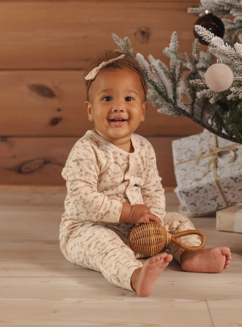 ORGANIC LONG JOHN PAJAMAS (HOLLY FLEUR)