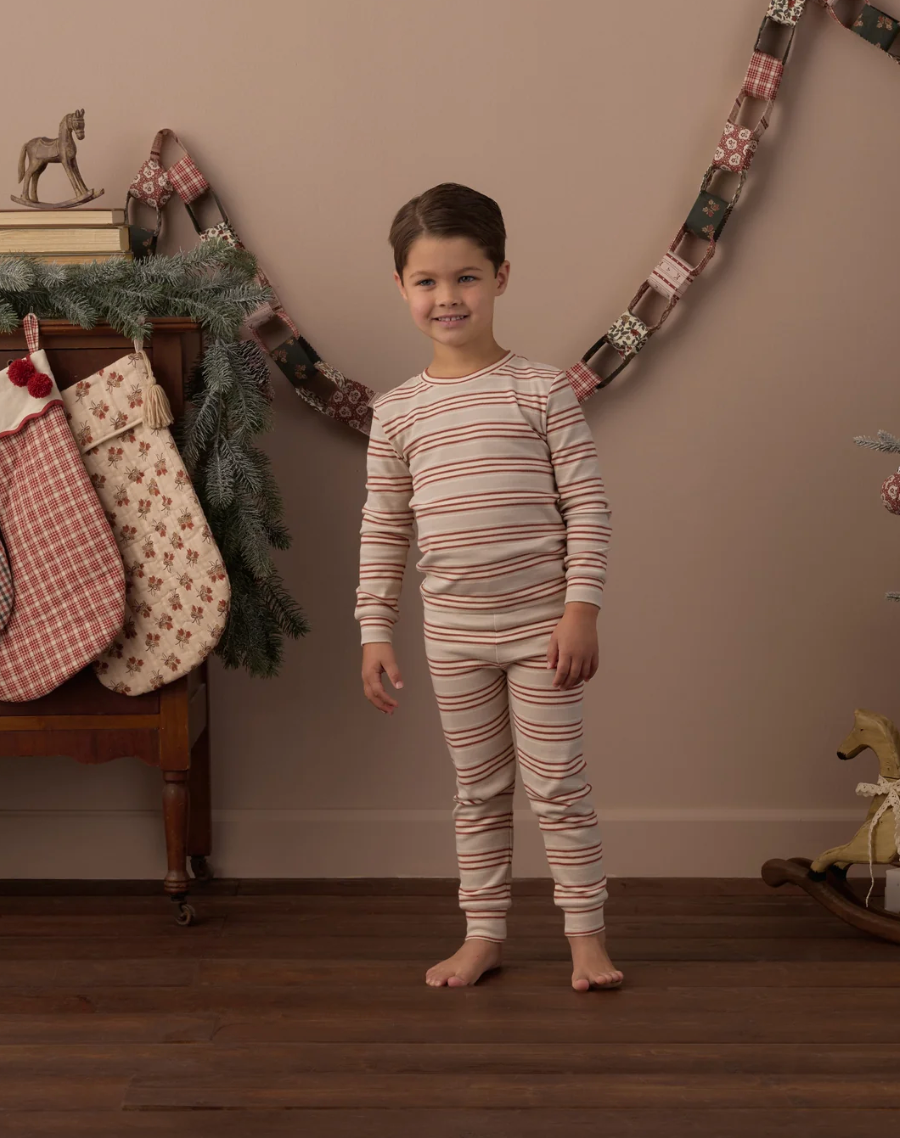 ORGANIC LONG SLEEVE PJ SET (HOLIDAY STRIPE)