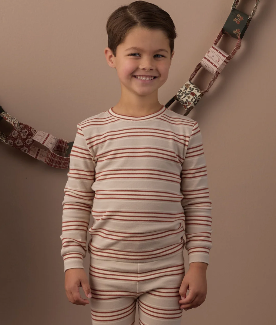 ORGANIC LONG SLEEVE PJ SET (HOLIDAY STRIPE)